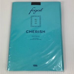 Fogal Cherish 186 Pantyhose L 2100 Black 2552 Semi-Opaque Lace with Seam Italy